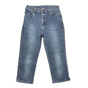 Lee Riders Vintage Cropped Jeans Women 12 Blue Mid Rise Capri 90s Y2K